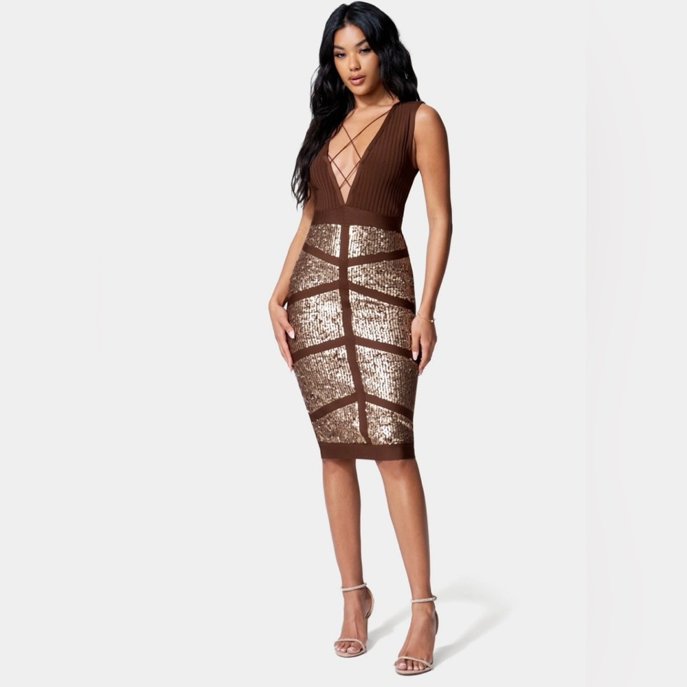 Bebe Sequin Bandage Dress